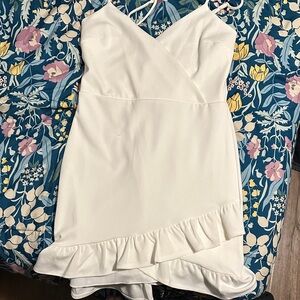 Xtraordinary White Dress with Ruffle Detail